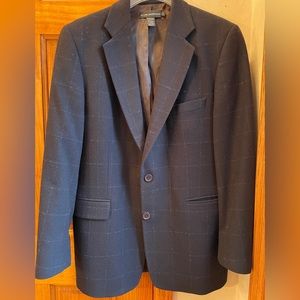 Club Monaco Mens Wool Alpaca Windowpane Blazer Black 42R